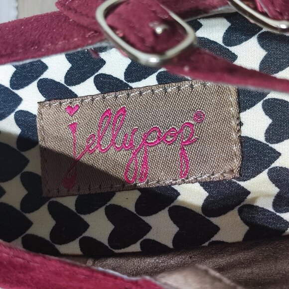 Jellypop Gita Stappy Wedge Flock Sandals Size 7M Maroon Round Toe Comfort - Picture 7 of 13